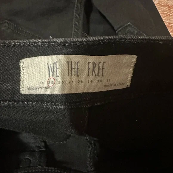 We the free Free People Night Shade High Rise Embroidered Flare Black Jeans 25 - Picture 2 of 9
